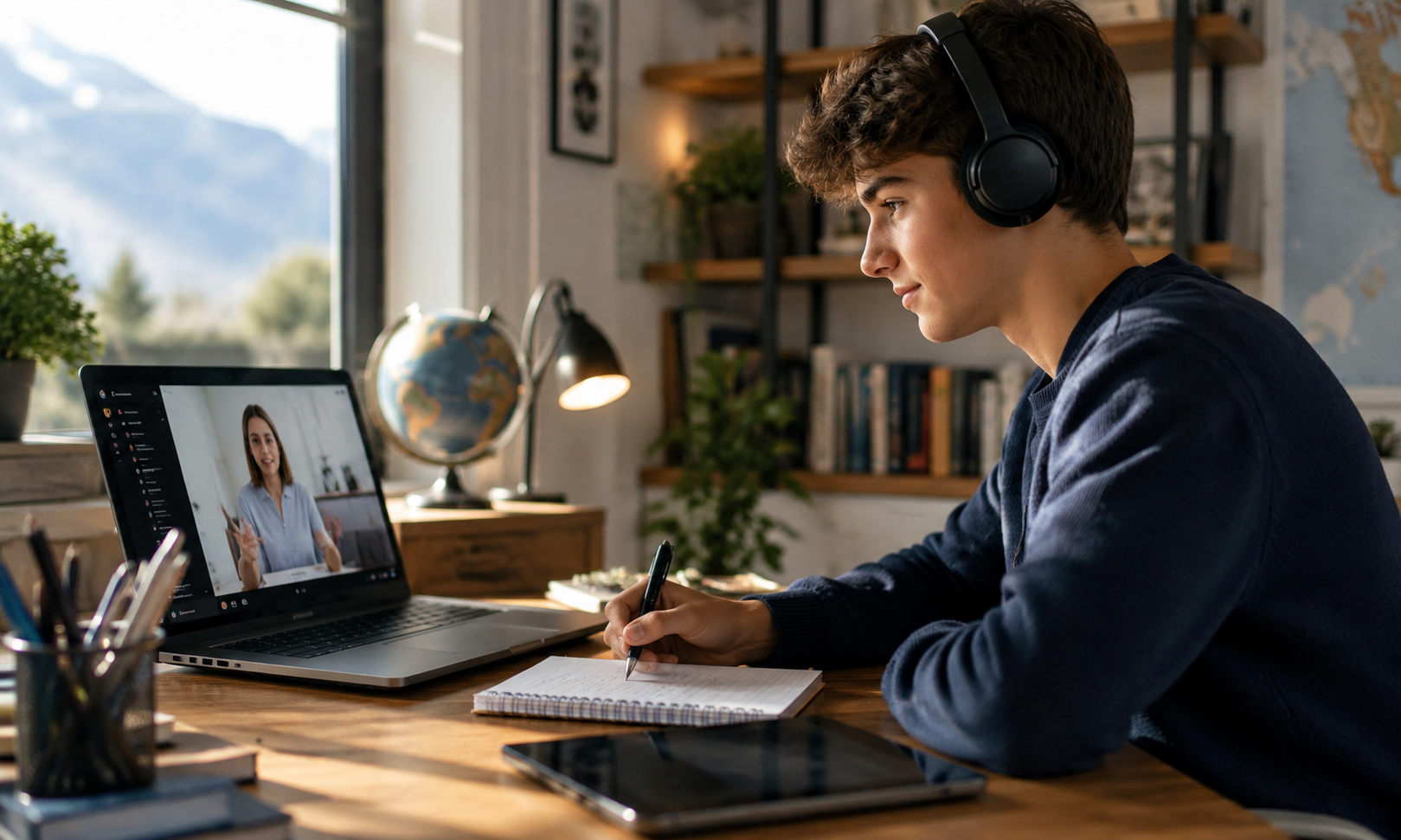 Student in an online lesson